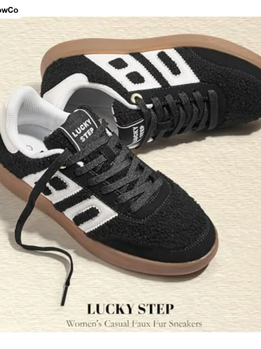 Faux Suede Faux Fur Low Top Sneakers Women's Casual Retro Gum Sole